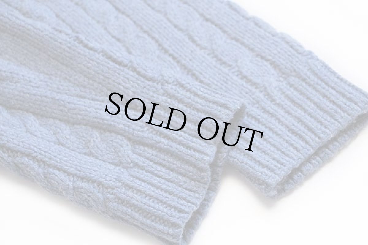 画像6: 00s J.CREW ケーブル編み コットン×ウール×ナイロンニット セーター ブルーグレー L (6)