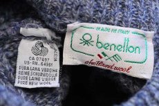 画像4: 80s イタリア製 benettonベネトン ケーブル編み ウールニット セーター ブルー ミックス 52★フィッシャーマン (4)