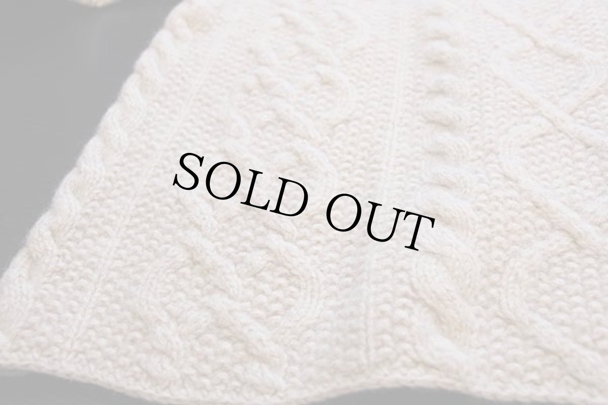 画像5: 00s J.CREW ケーブル編み ウール ハンドニット セーター ベージュ M (5)