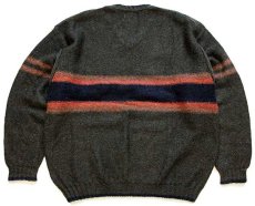 画像2: 90s USA製 Woolrichウールリッチ ライン入り Vネック ウールニット セーター XL (2)