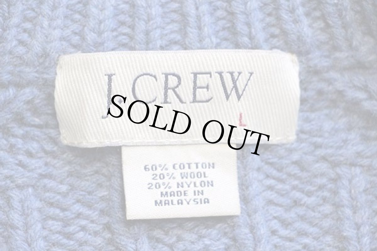 画像4: 00s J.CREW ケーブル編み コットン×ウール×ナイロンニット セーター ブルーグレー L (4)
