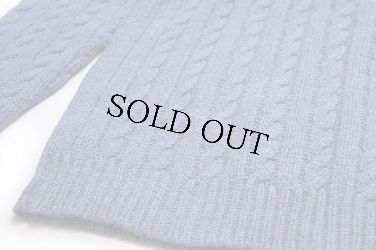 画像5: 00s J.CREW ケーブル編み コットン×ウール×ナイロンニット セーター ブルーグレー L (5)