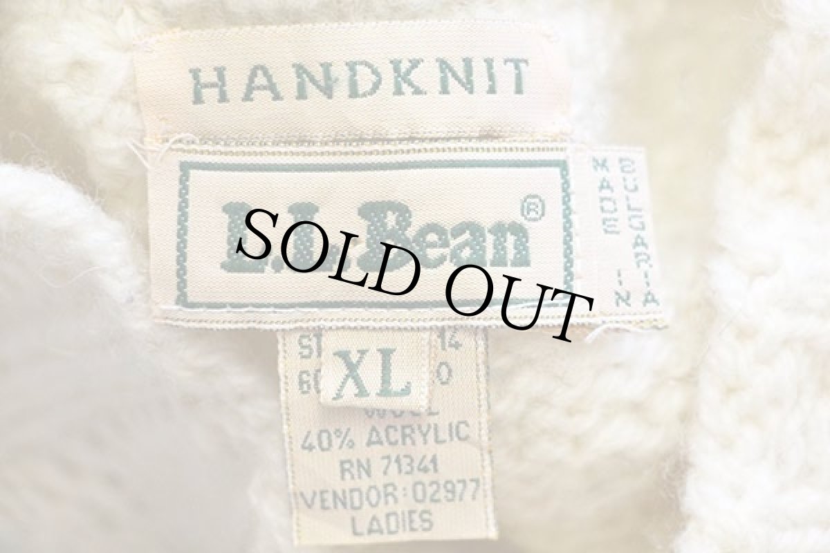 画像4: 90s ブルガリア製 L.L.Bean ツリー柄 モックネック メリノウール×アクリル ハンドニット セーター ナチュラル XL (4)