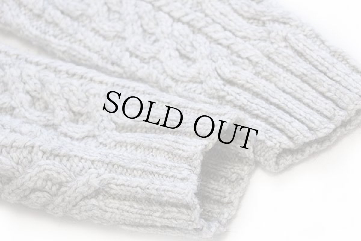 画像6: 00s LAUREN ラルフローレン ショールカラー ケーブル編み アクリル×ウール×アルパカ ハンドニット セーター グレー M (6)