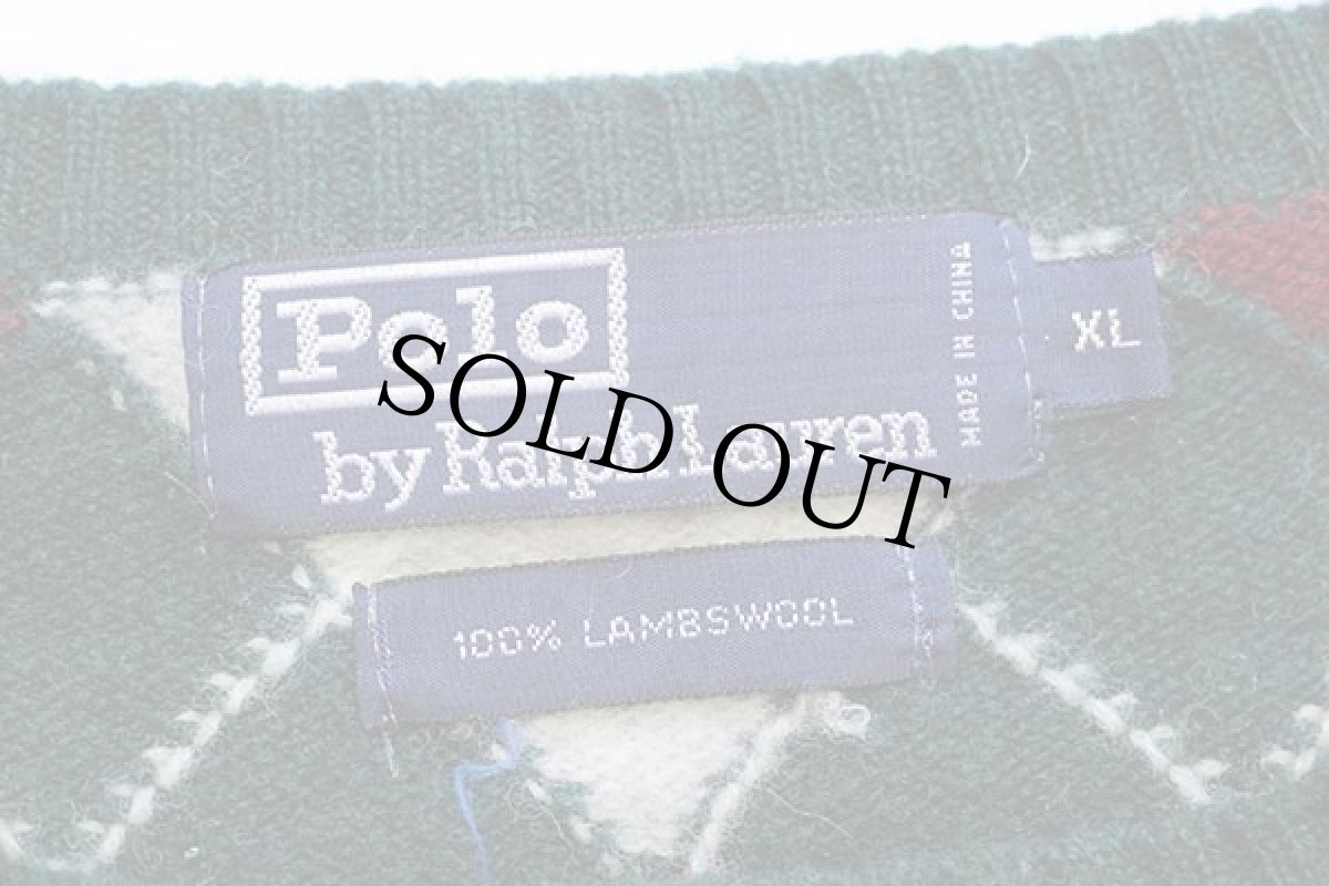 画像4: 90s ポロ ラルフローレン アーガイル柄 ラムウールニット セーター XL (4)