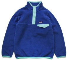 画像1: patagoniaパタゴニア シンチラ フリース スナップT 青×ターコイズ キッズS (1)