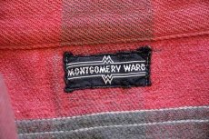 画像4: 40s MONTGOMERY WARD バッファローチェック マチ付き コットン フランネルシャツ 黒×赤 フェード (4)