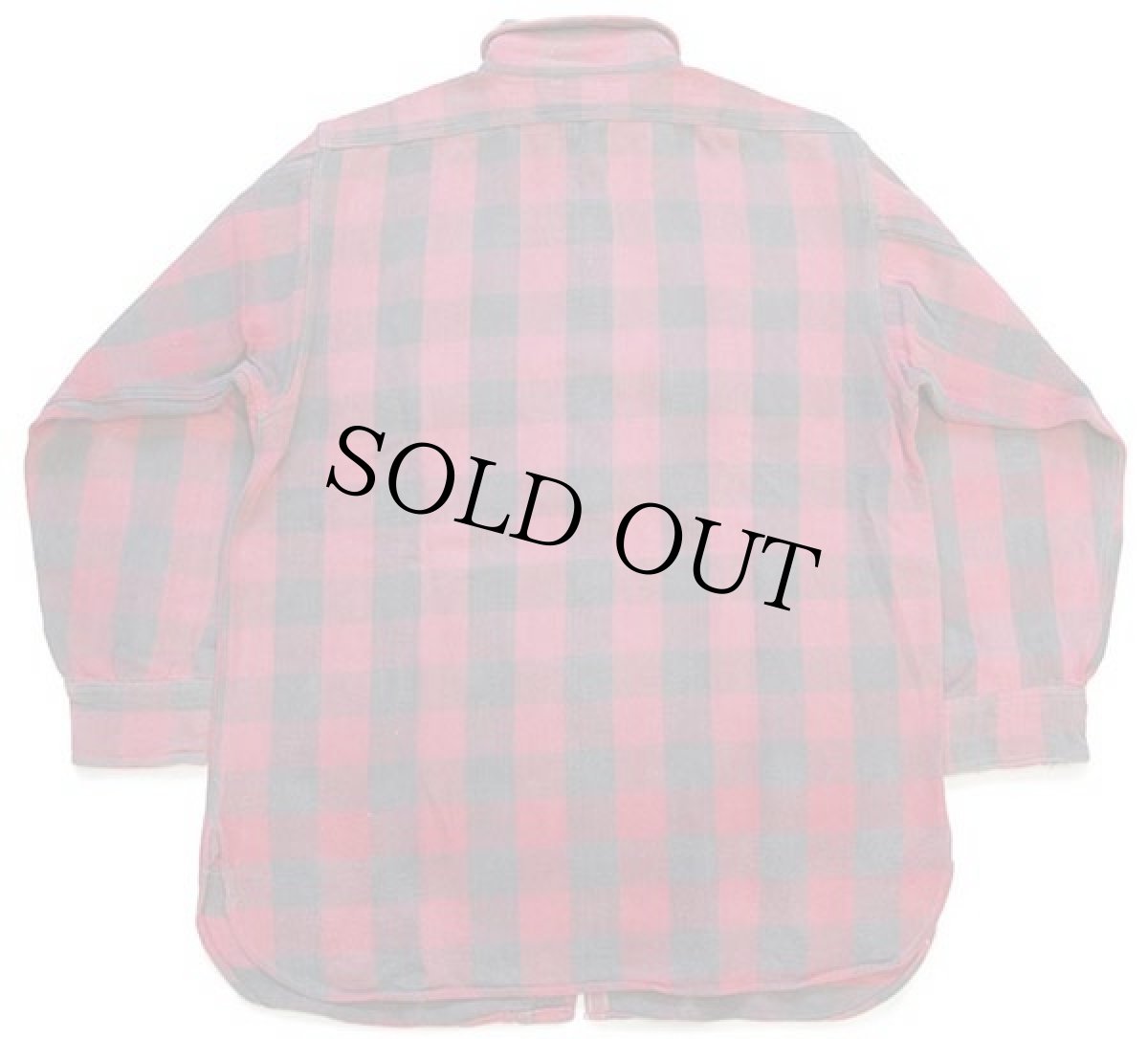 画像2: 40s MONTGOMERY WARD バッファローチェック マチ付き コットン フランネルシャツ 黒×赤 フェード (2)