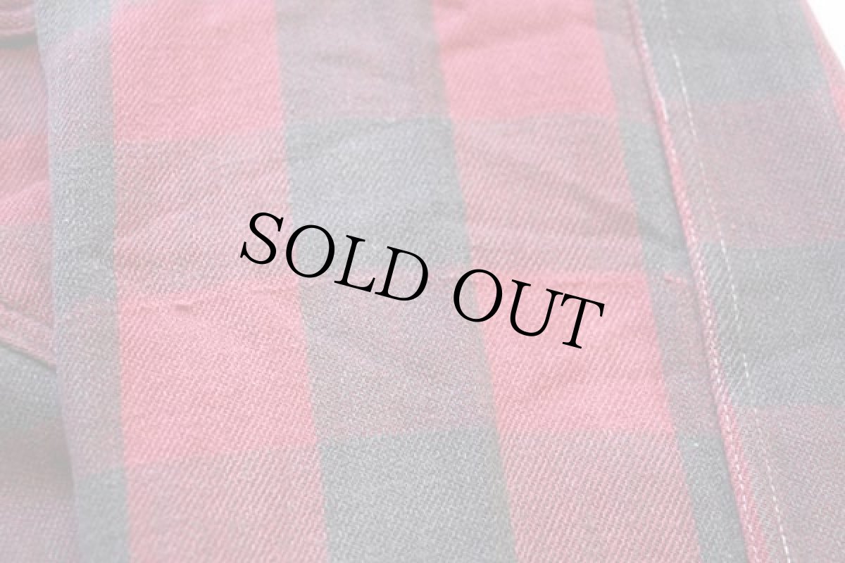 画像8: 40s MONTGOMERY WARD バッファローチェック マチ付き コットン フランネルシャツ 黒×赤 フェード (8)