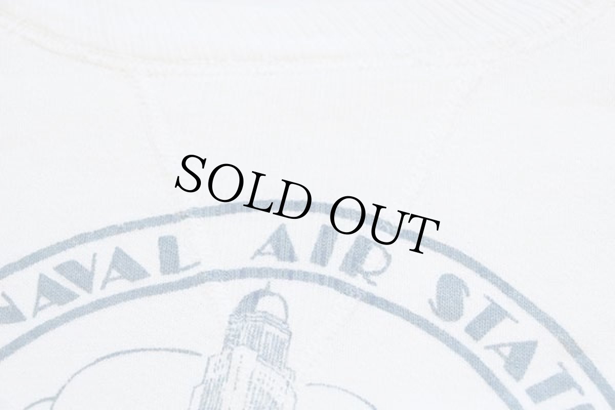 画像4: 40s U.S.NAVAL AIR STATION 前V 針抜きリブ コットン スウェット 白 (4)