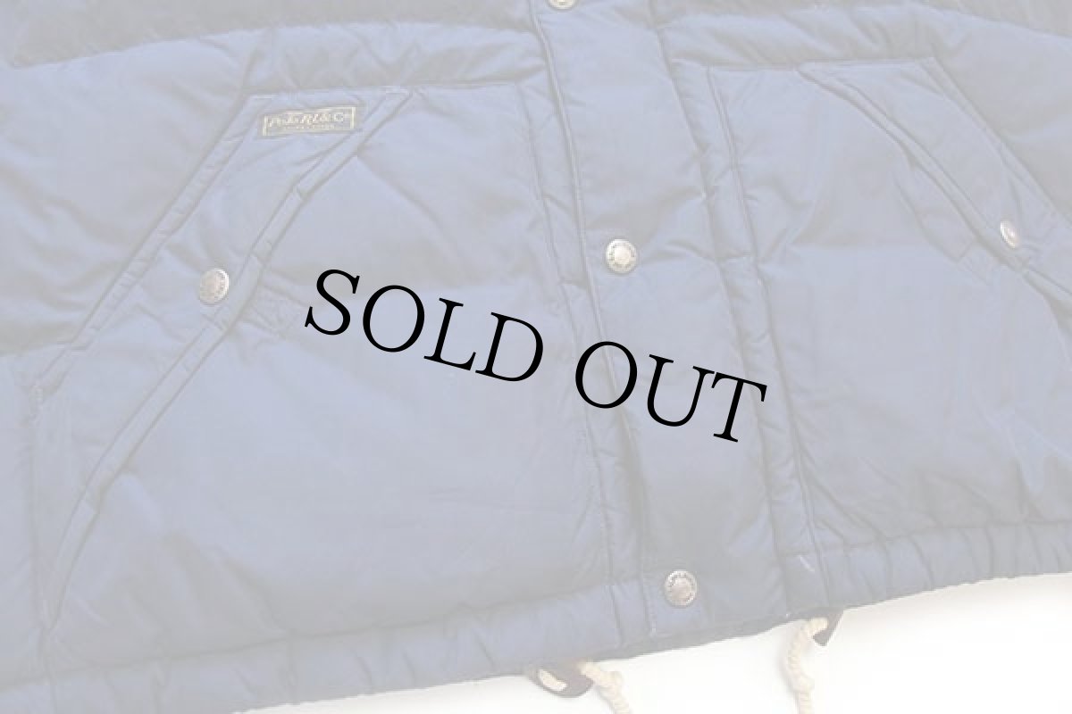 画像8: ポロ ラルフローレン レザーパッチ&フード付き ナイロン ダウンジャケット 紺 L★パーカー (8)