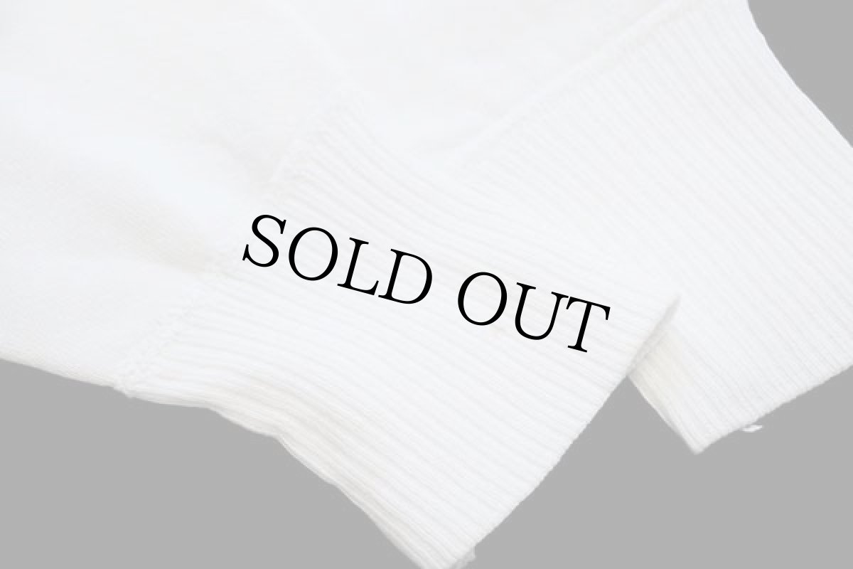 画像6: 40s U.S.NAVAL AIR STATION 前V 針抜きリブ コットン スウェット 白 (6)