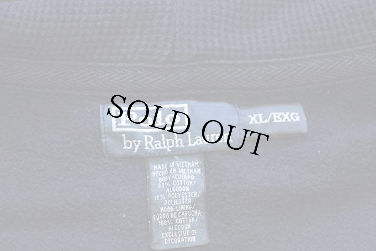 画像4: ポロ ラルフローレン ワンポイント フード裏サーマル スウェット ジップパーカー 紺 XL★B (4)