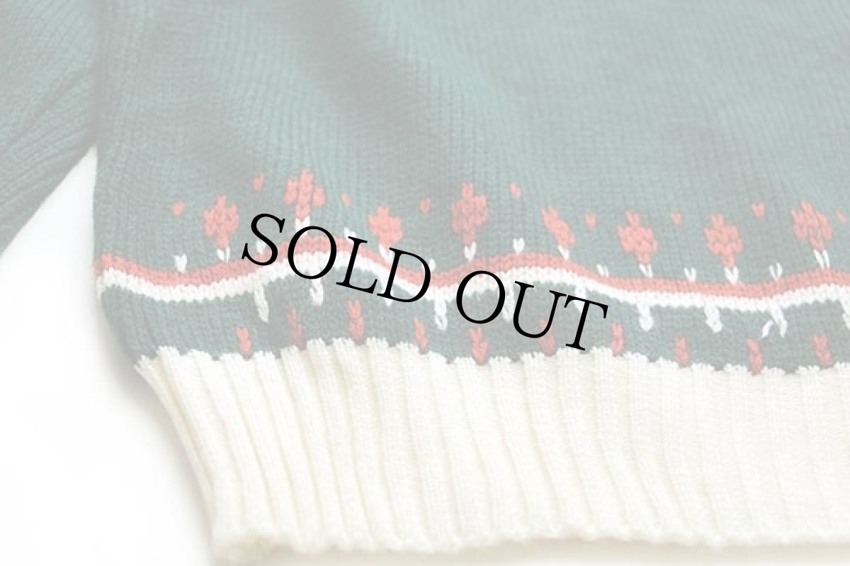 画像5: 70s JCPenney 丸ヨーク ノルディック柄 モックネック アクリルニット セーター XL (5)