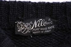 画像4: 70s イタリア製 Nilo 丸ヨーク ノルディック柄 ウールニット セーター 黒 (4)