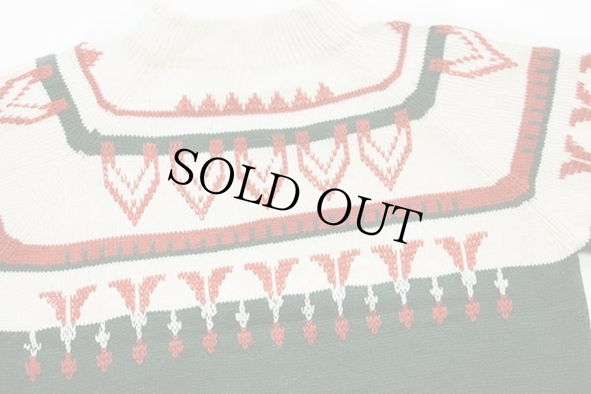 画像3: 70s JCPenney 丸ヨーク ノルディック柄 モックネック アクリルニット セーター XL (3)