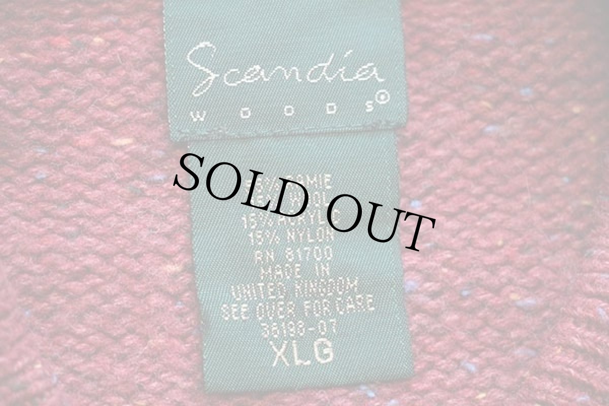 画像4: 英国製 Scendia WOODS 5ボタン ヘンリーネック ネップ入り ラミー×ウール×アクリルニット セーター 小豆色 XL (4)