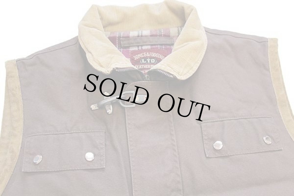 画像3: 90s JONES&HIGGINS タータンチェック ネルライナー ダック地 ファイヤーマンベスト 焦げ茶 L (3)