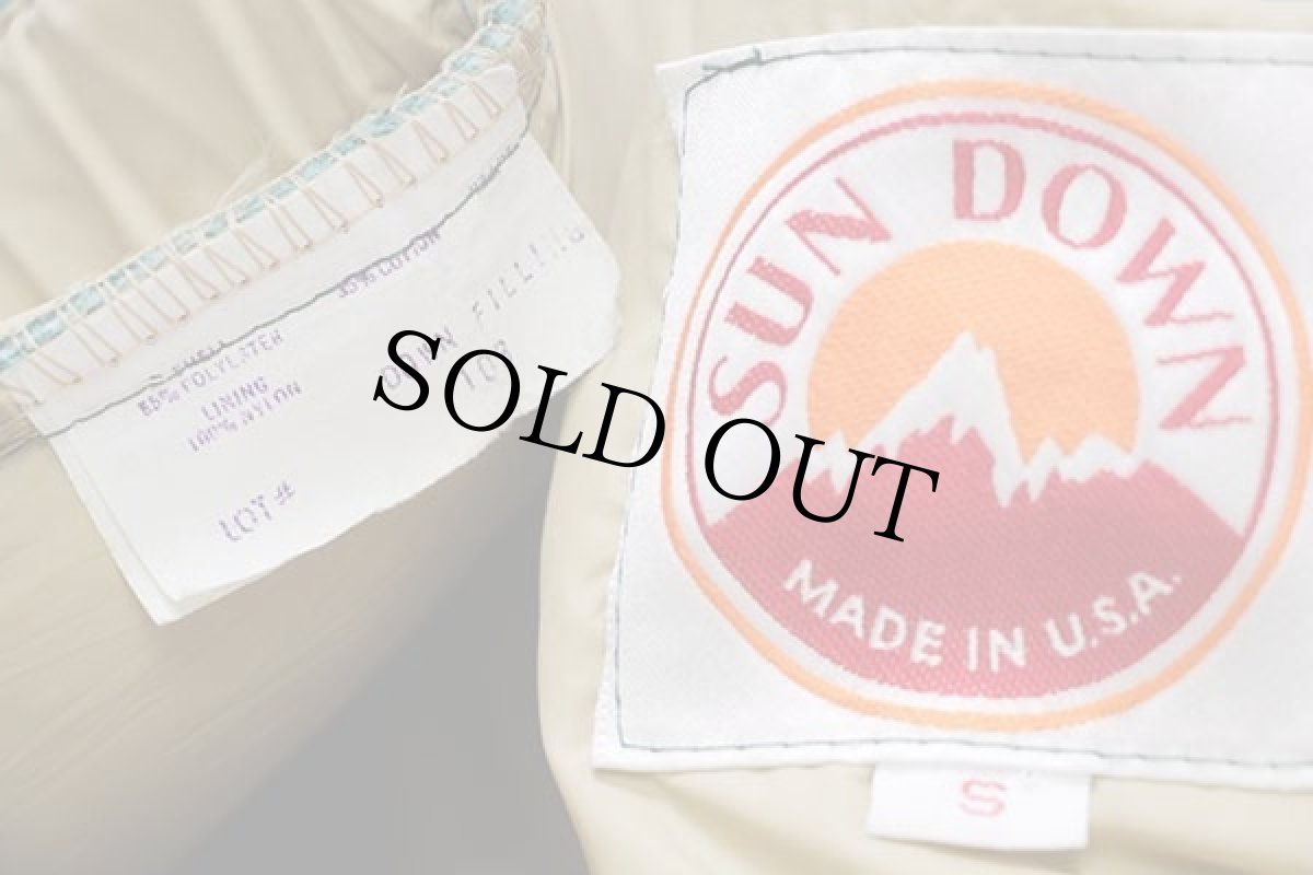 画像4: 80s USA製 SUN DOWN ツートン ヨーク切り替え ダウンベスト 緑×タン S (4)