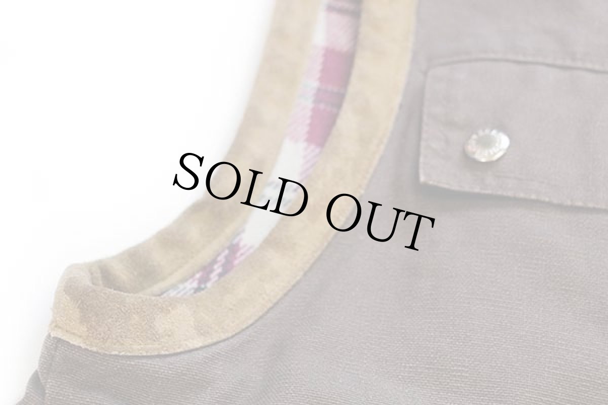 画像7: 90s JONES&HIGGINS タータンチェック ネルライナー ダック地 ファイヤーマンベスト 焦げ茶 L (7)