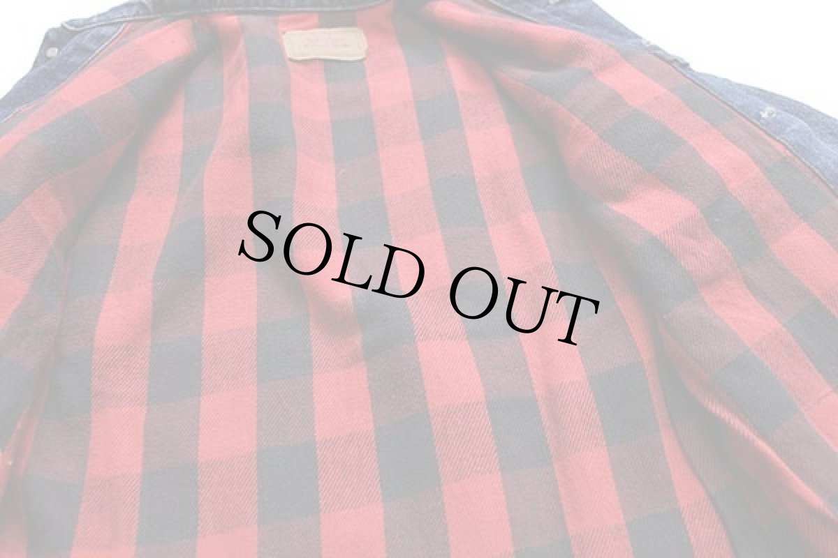 画像5: 80s USA製 Levi'sリーバイス 70411 バッファローチェック ネルライナー デニムジャケット 4ポケット 36 (5)