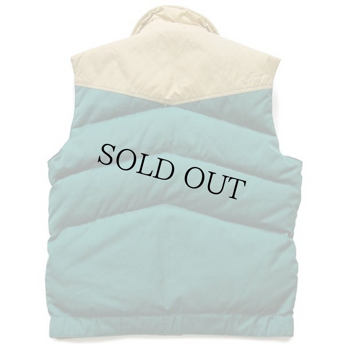 画像2: 80s USA製 SUN DOWN ツートン ヨーク切り替え ダウンベスト 緑×タン S (2)