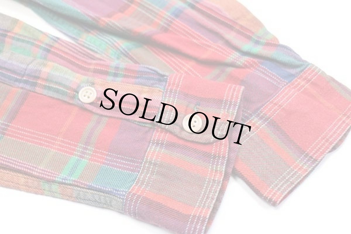 画像5: ポロ ラルフローレン マドラスチェック コットン フランネルシャツ L★インド綿 (5)