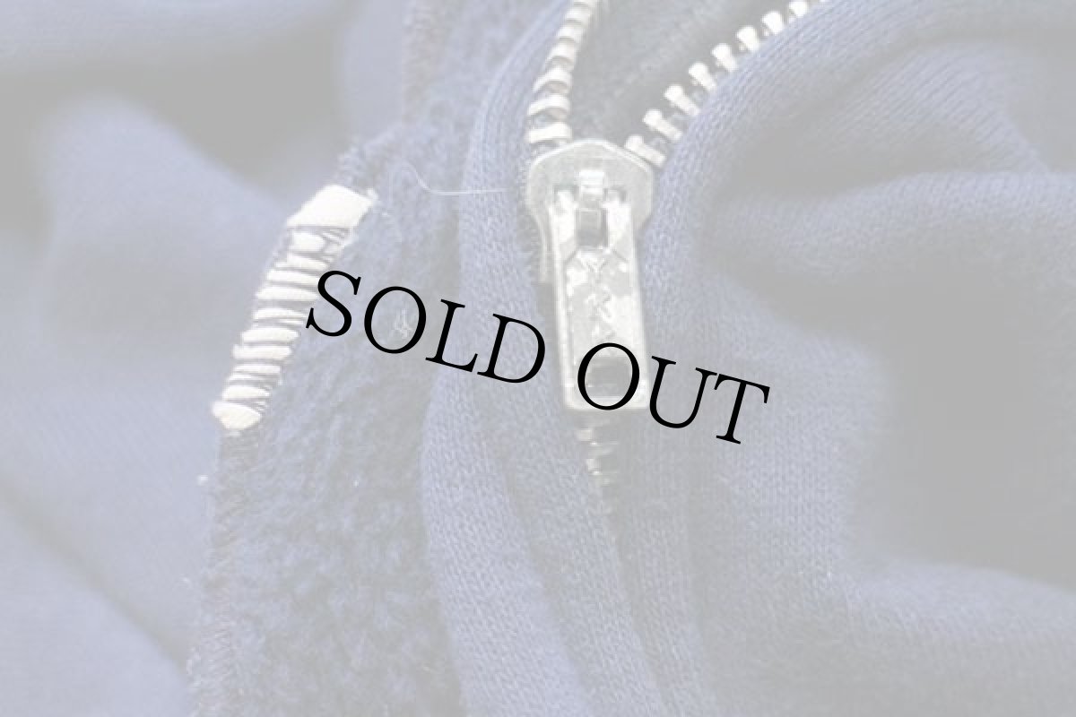 画像4: 80s UNKNOWN 無地 スウェット ジップパーカー 紺 (4)