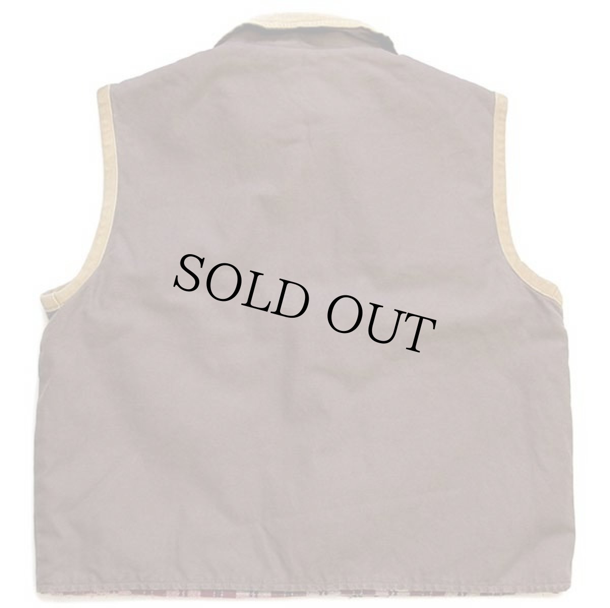 画像2: 90s JONES&HIGGINS タータンチェック ネルライナー ダック地 ファイヤーマンベスト 焦げ茶 L (2)