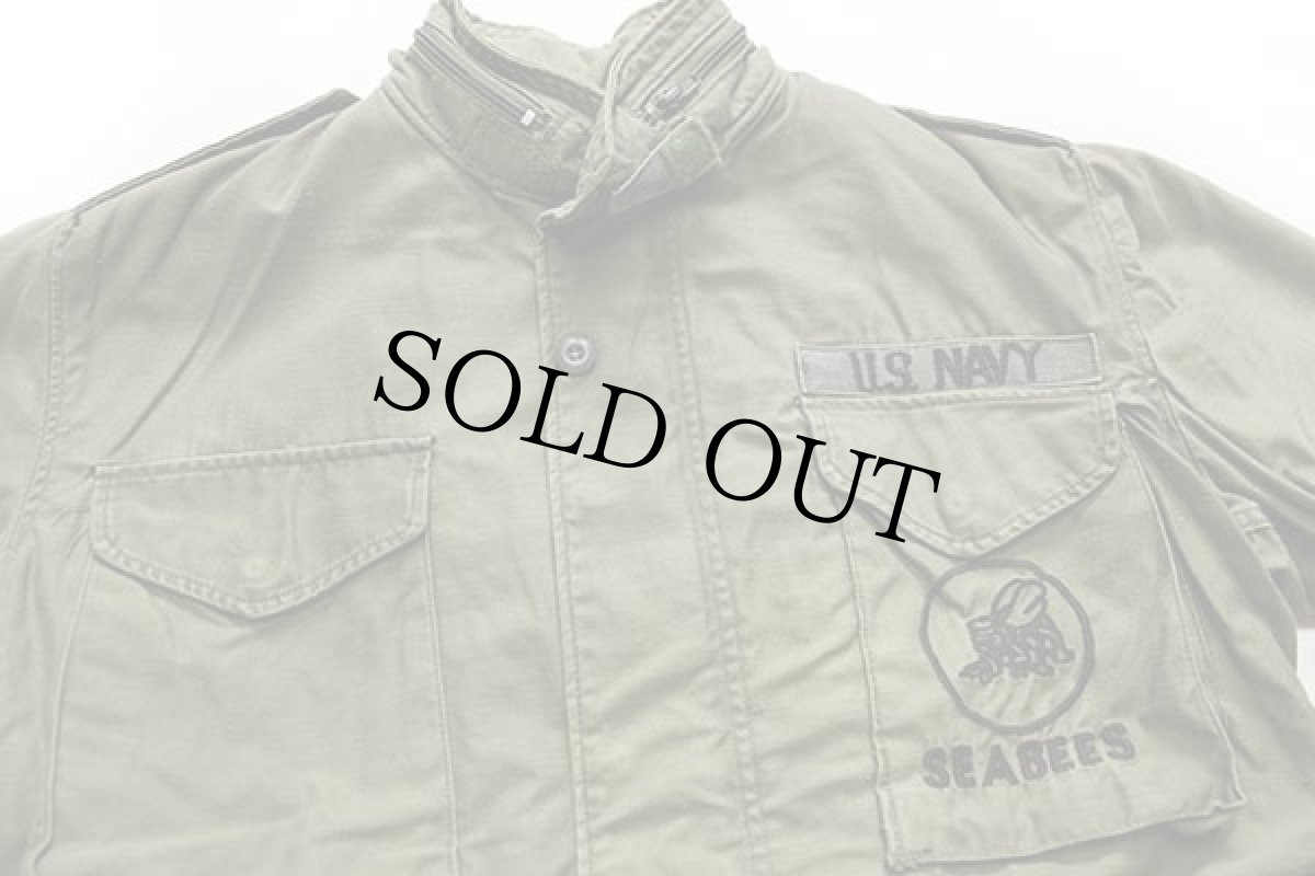 画像3: 80s 米軍 U.S.NAVY SEABEES パッチ&刺繍 M-65 フィールドジャケット オリーブグリーン M-R (3)