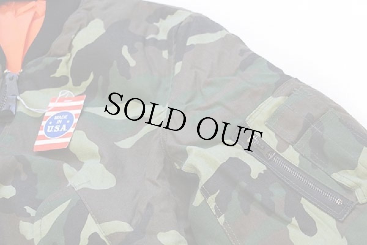 画像7: デッドストック★90s USA製 CORINTH ウッドランドカモ コットン MA-1 フライトジャケット XL (7)