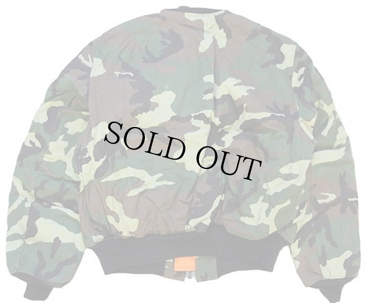 画像2: デッドストック★90s USA製 CORINTH ウッドランドカモ コットン MA-1 フライトジャケット XL (2)