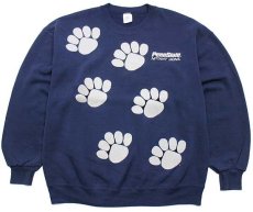 画像1: 90s USA製 PennState NITTANY LIONS 足型 スウェット 紺 XL (1)