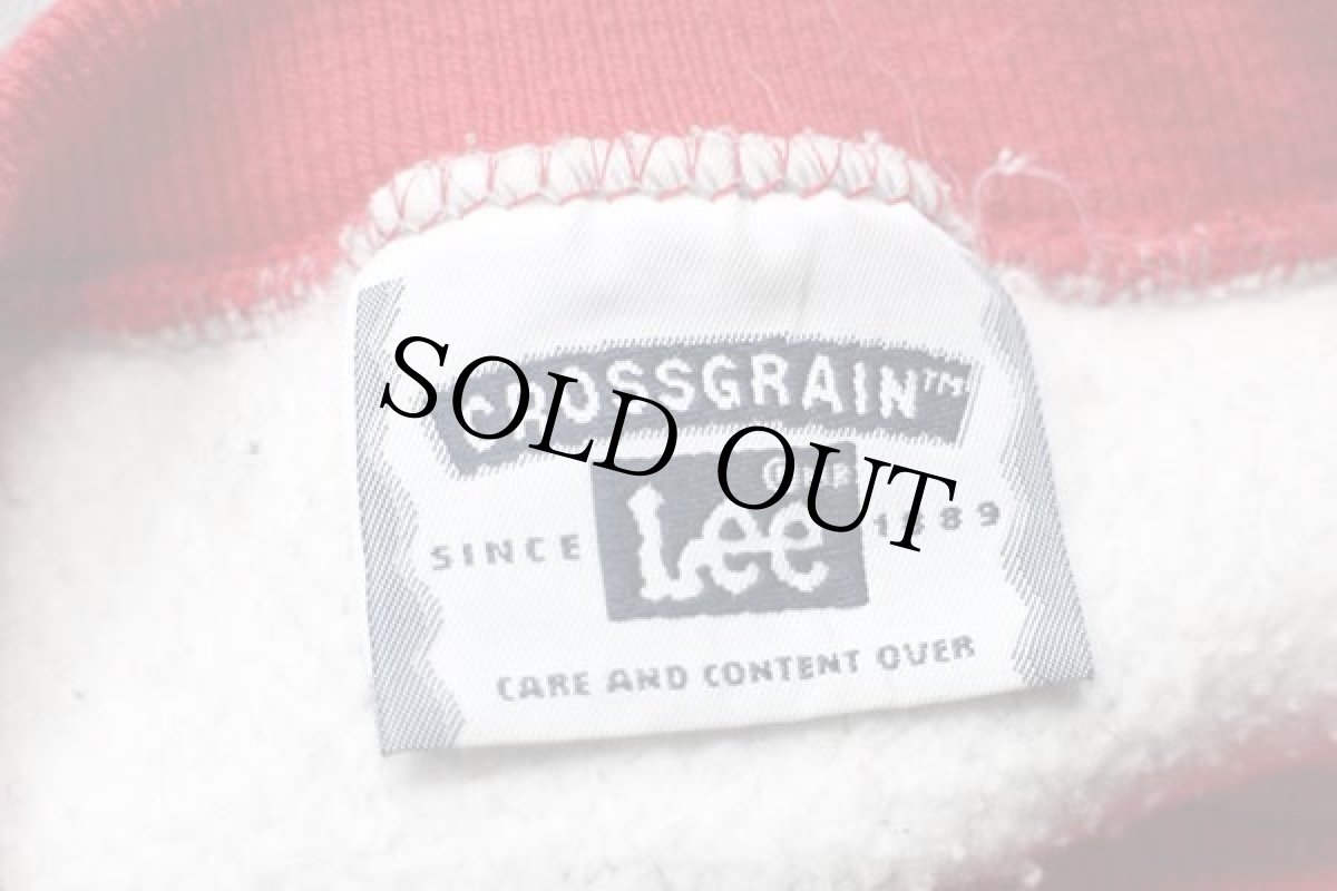 画像4: リサイズ★90s Leeリー エルカミーノ 刺繍 リブライン リバースウィーブ スウェット 杢グレー×赤 (4)