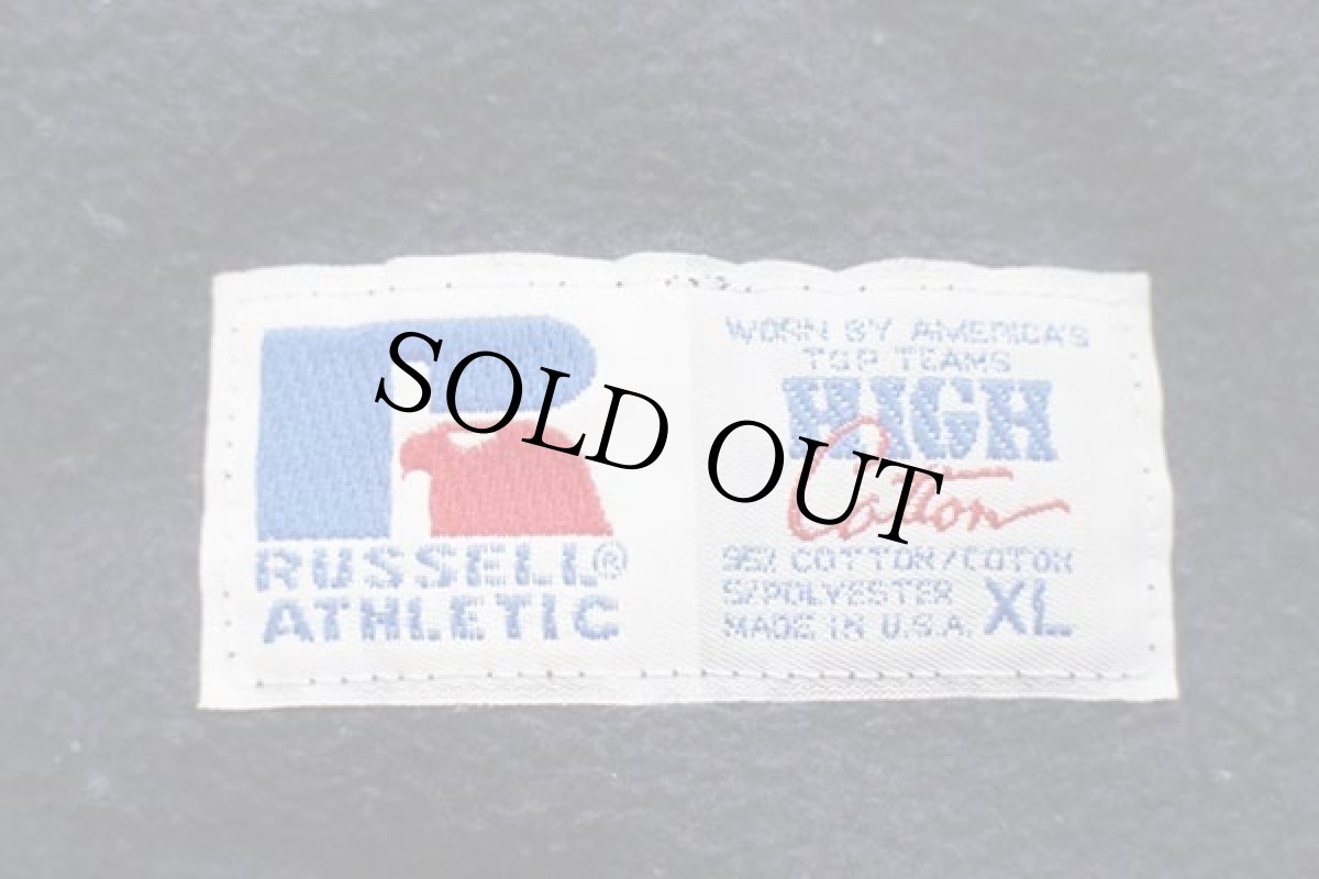 画像4: 90s USA製 RUSSELLラッセル SOUTH CAROLINA 93 アート ひび割れプリント 前V スウェット 紺 XL (4)