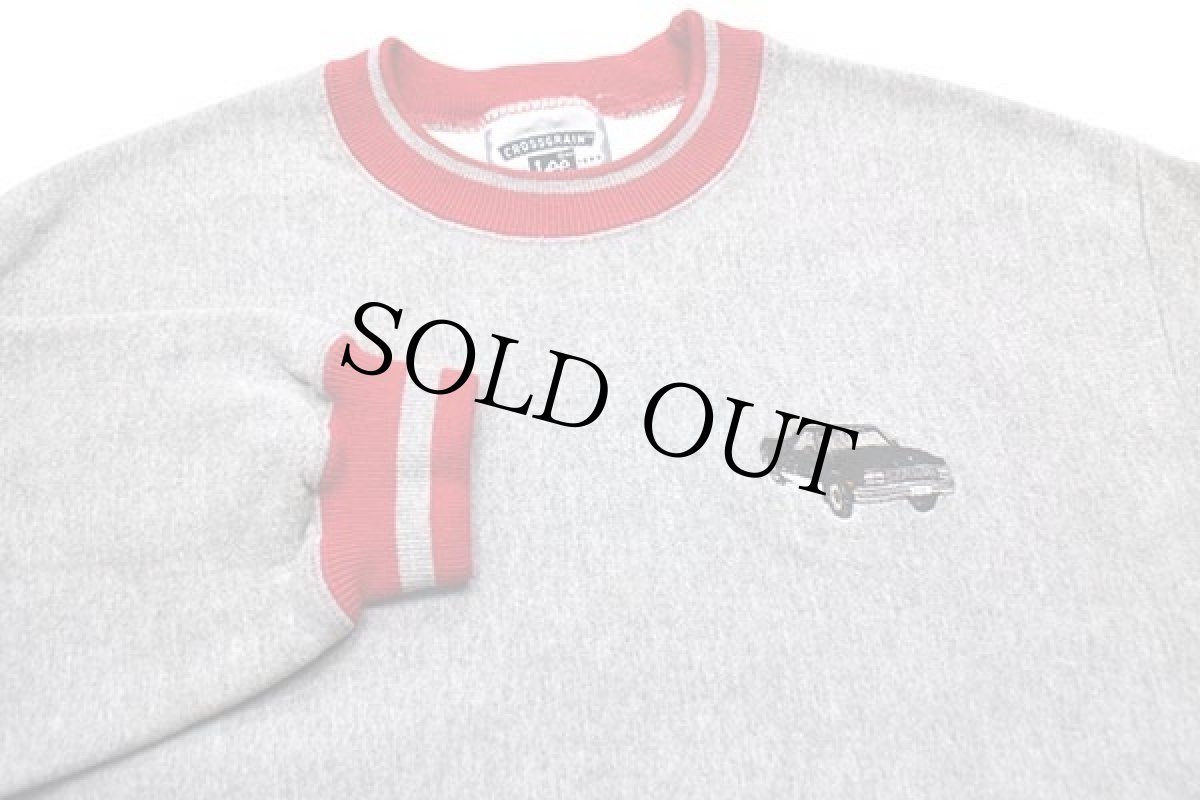 画像3: リサイズ★90s Leeリー エルカミーノ 刺繍 リブライン リバースウィーブ スウェット 杢グレー×赤 (3)