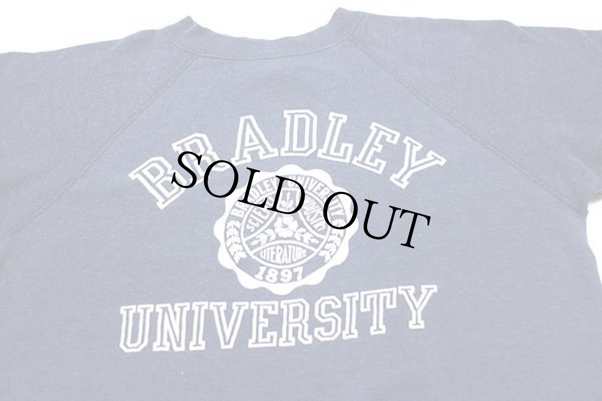 画像3: 80s USA製 Collegiate Pacific BRADLEY UNIVERSITY ひび割れプリント スウェット 紺 L (3)