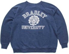 画像1: 80s USA製 Collegiate Pacific BRADLEY UNIVERSITY ひび割れプリント スウェット 紺 L (1)