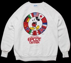 画像1: 80s USA製 Disneyディズニー ミッキー マウス EPCOT CENTER 国旗 スウェット 白 M (1)