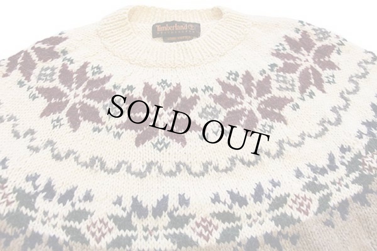 画像3: 90s イタリア製 Timberlandティンバーランド 丸ヨーク ノルディック柄 ウール×アルパカ ハンドニット セーター XL (3)