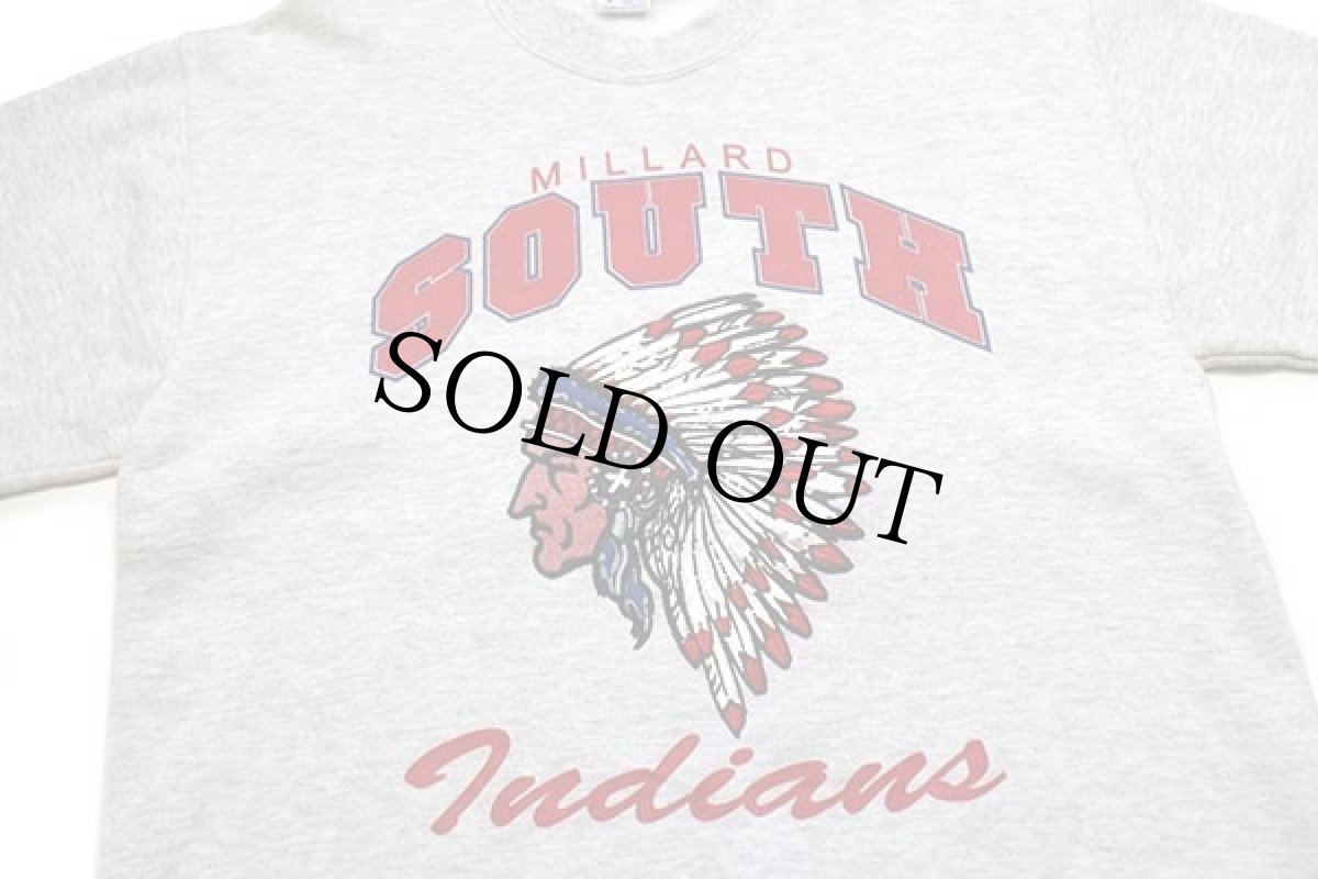 画像3: 90s USA製 MILLARD SOUTH Indians インディアンヘッド刺繍 スウェット 杢ライトグレー L (3)