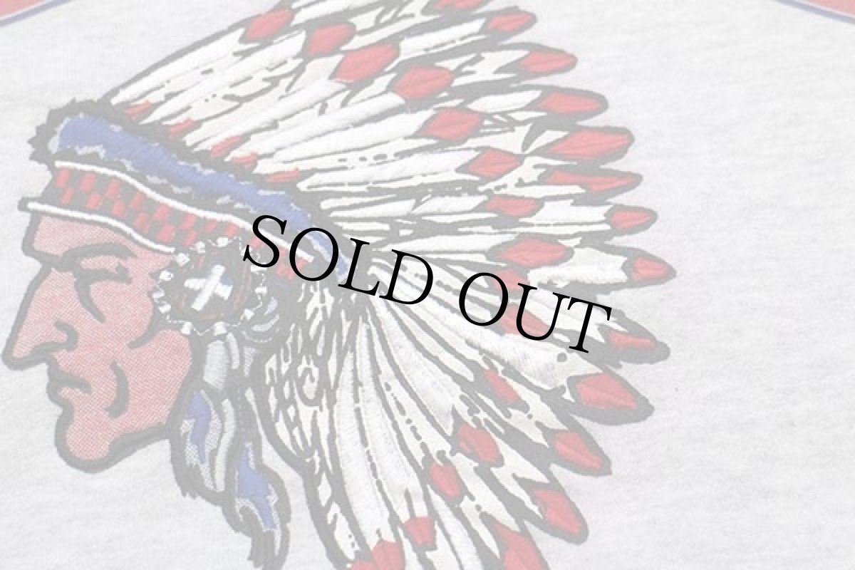 画像4: 90s USA製 MILLARD SOUTH Indians インディアンヘッド刺繍 スウェット 杢ライトグレー L (4)