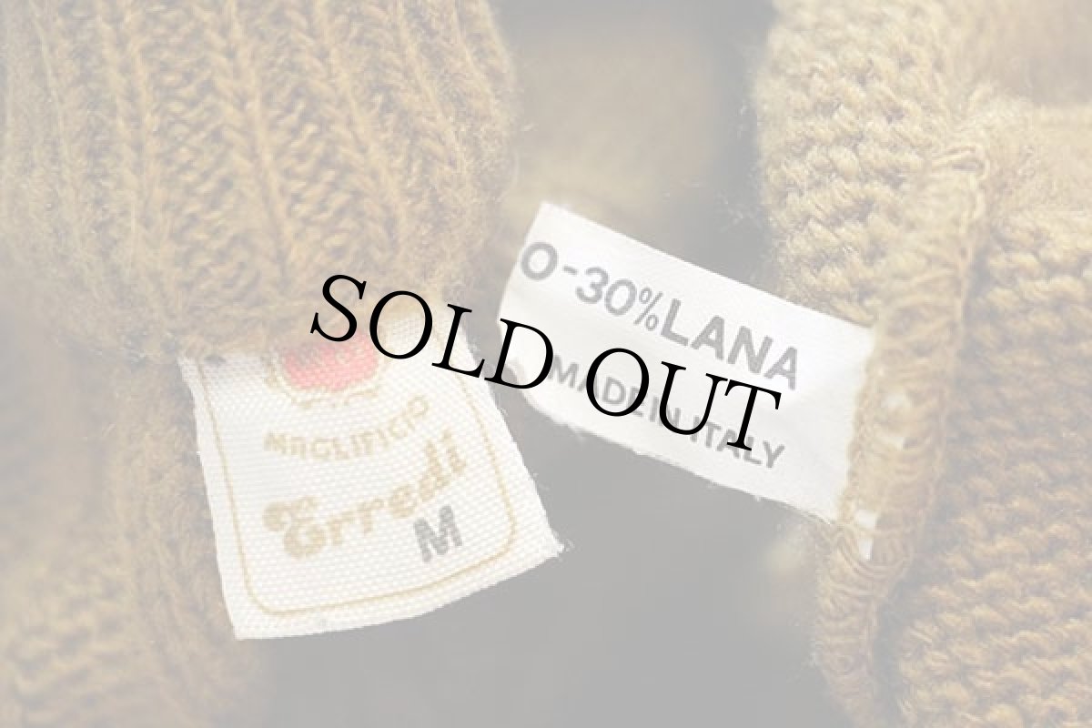 画像4: 90s イタリア製 Erredi ケーブル編み アクリル×ウールニット カーディガン マスタード M (4)