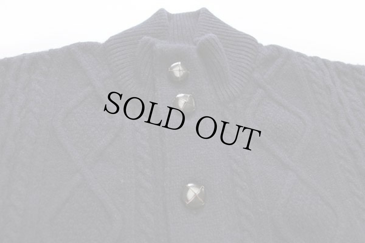 画像3: Barbourバブアー KIRKHAM CABLE BUTTON ハイネック ケーブル編み ラムウールニット カーディガン 紺 XL (3)