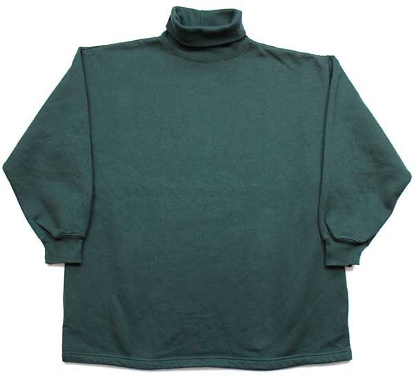 90s HONORS 無地 タートルネック スウェット グリーン XL