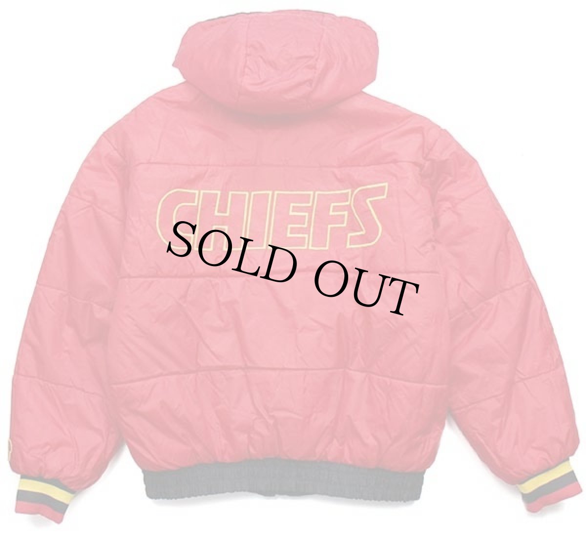 画像7: 90s PRO PLAYER NFL KANSAS CITY CHIEFS 刺繍 ツートン リバーシブル 中綿入り ナイロンパーカー 黒×赤 S (7)