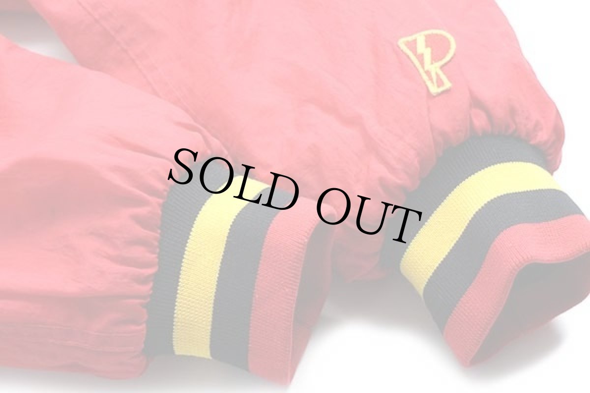 画像5: 90s PRO PLAYER NFL KANSAS CITY CHIEFS 刺繍 ツートン リバーシブル 中綿入り ナイロンパーカー 黒×赤 S (5)