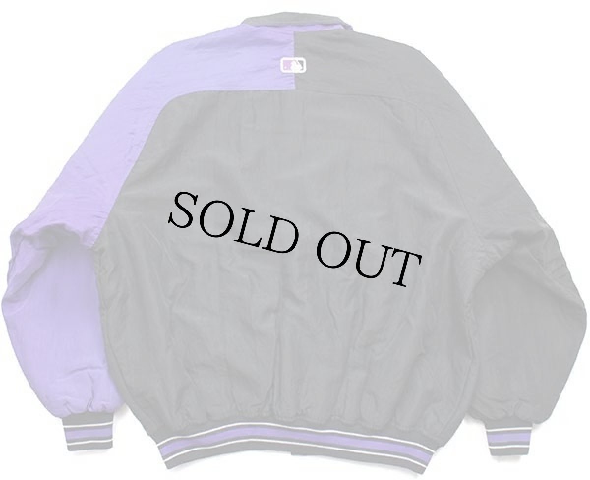 画像2: 90s USA製 STARTERスターター MLB COLORADO ROCKIES パッチ付き ツートン アシンメトリー 中綿入り ナイロンスタジャン XL (2)