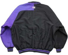 画像2: 90s USA製 STARTERスターター MLB COLORADO ROCKIES パッチ付き ツートン アシンメトリー 中綿入り ナイロンスタジャン XL (2)