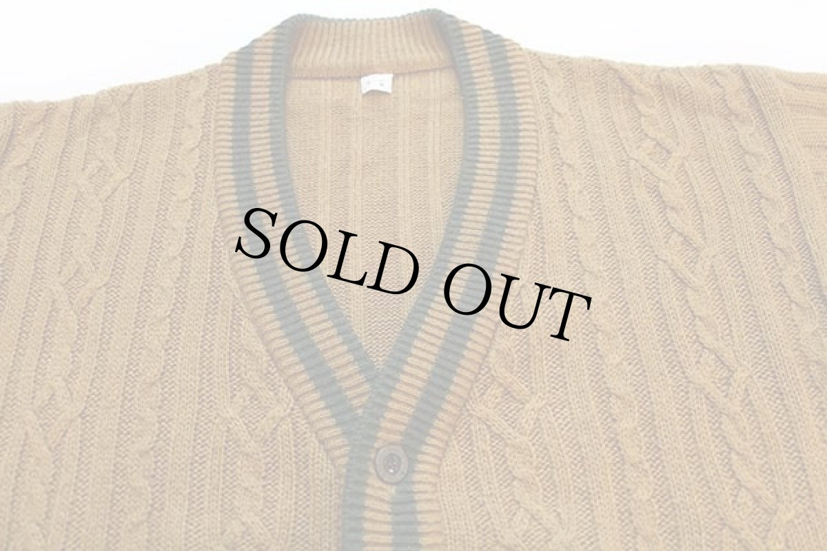 画像3: 90s イタリア製 Erredi ケーブル編み アクリル×ウールニット カーディガン マスタード M (3)